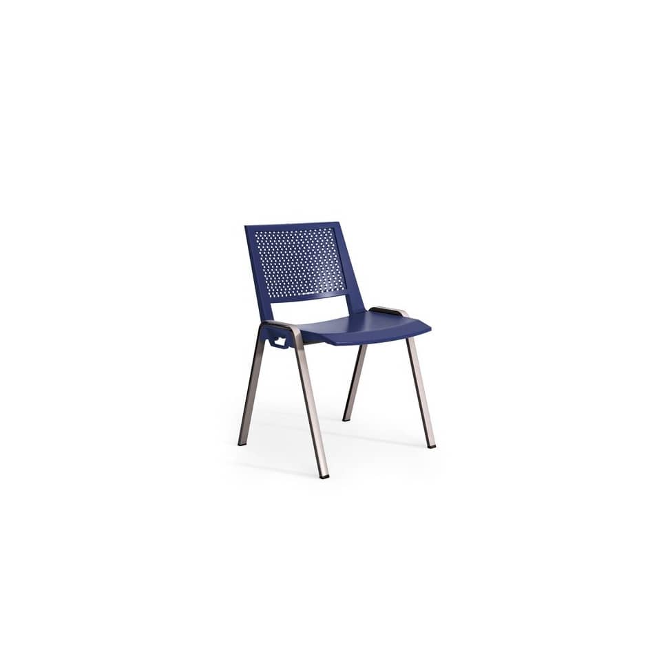 Sedia visitatore a 4 gambe Unisit Kentra KEV base nera schienale traspirante PPL blu - KEV/BL