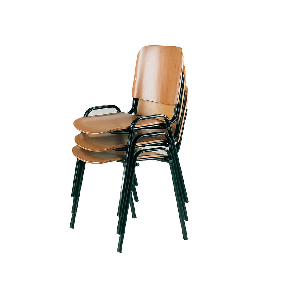 Sedia visitatore a 4 gambe Unisit Dado D5L in legno - struttura acciaio nero - conf. 2 pezzi - D5L/2