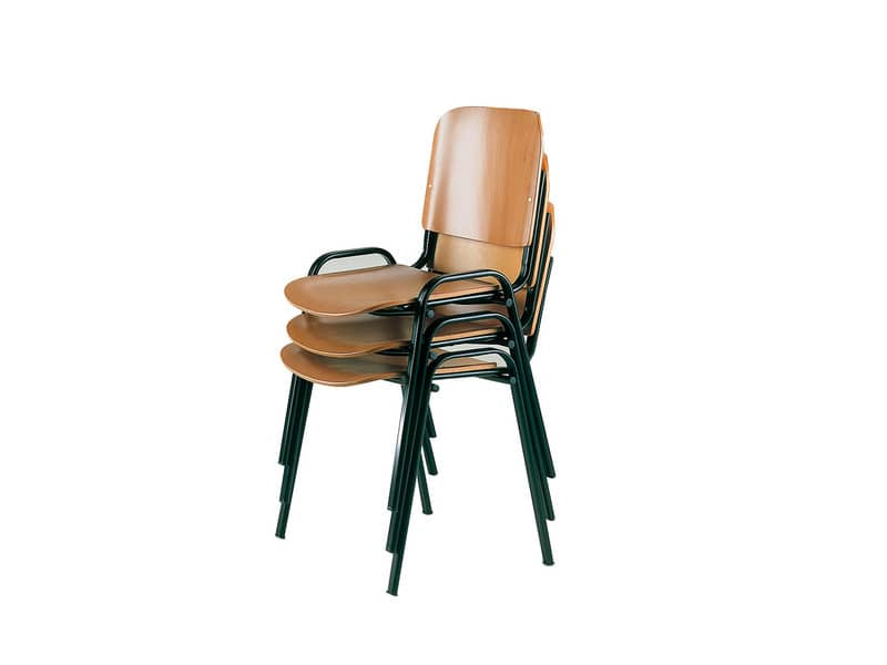 Sedia visitatore a 4 gambe Unisit Dado D5L in legno - struttura acciaio nero - conf. 2 pezzi - D5L/2
