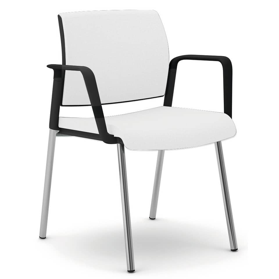 Sedia visitatore 4 gambe Unisit Kind KI4GNBR rivestimento pelle bianco - con braccioli - KI4GNBR/PQ