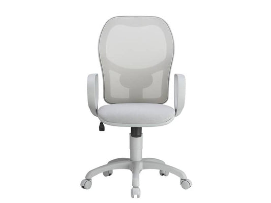 Sedia operativa girevole Unisit Hubble Grafix HUHUGR - schienale in rete - rivestimento similpelle bianco HUHUGR/KQ