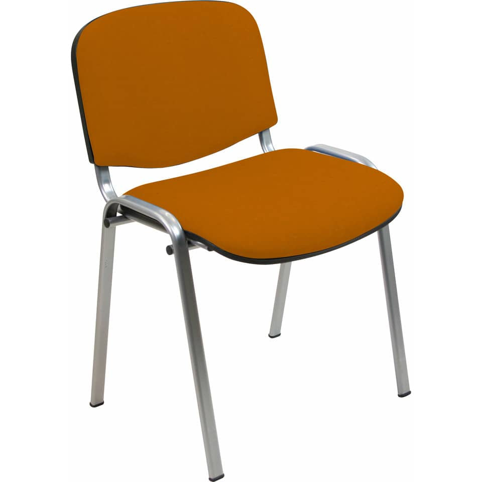 Sedia visitatore 4 gambe Unisit Dado D5C acciaio cromato - rivestimento eco arancione - Conf. 2 pezzi - D5C/2/EA