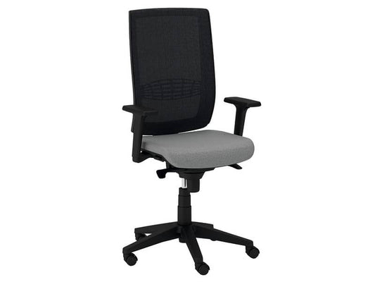 Sedia semidirezionale girevole Unisit Kind KIAN schienale in rete nero - rivestimento pelle grigio - KIAN/PT