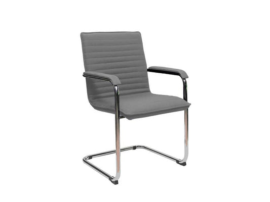 Sedia visitatore su slitta Unisit Cyndy CNS - rivestimento ignifugo grigio scuro - con braccioli - CNS/IT