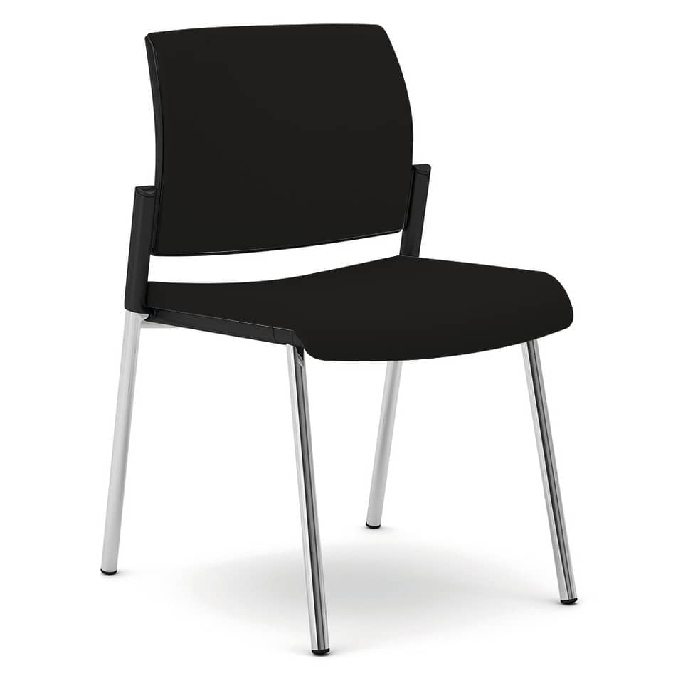 Sedia visitatore 4 gambe Unisit Kind KI4GTBB rivestimento similpelle nero - KI4GTBB/KN