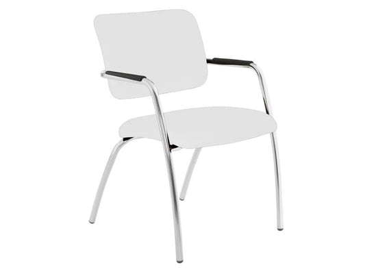 Sedia visitatore a 4 gambe Unisit Lithium LT4G struttura cromata - rivest. similpelle bianco - LT4G/KQ