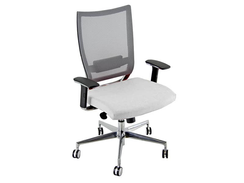 Sedia semidirezionale girevole Unisit Concept COT - schienale in rete - rivestimento similpelle bianco - COT/KQ
