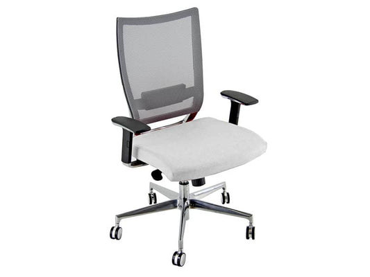 Sedia semidirezionale girevole Unisit Concept COT - schienale in rete - rivestimento similpelle bianco - COT/KQ