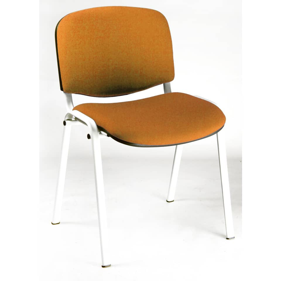 Sedia visitatore 4 gambe Unisit Dado D5B acciaio bianco - rivestimento eco arancione - conf. 2 pezzi - D5B/2/EA