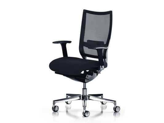 Sedia semidirezionale girevole Unisit Concept COT - schienale in rete - rivestimento similpelle nero - COT/KN