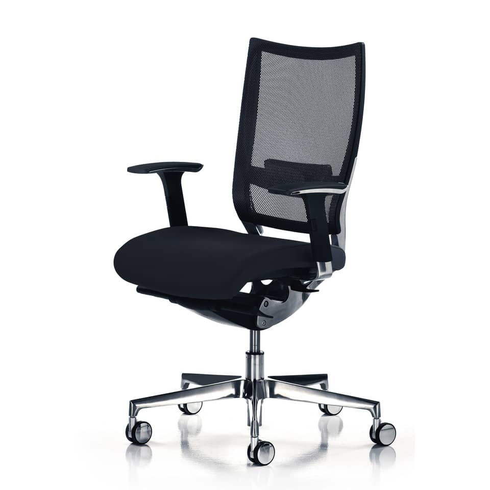 Sedia semidirezionale girevole Unisit Concept COT - schienale in rete - rivestimento similpelle nero - COT/KN