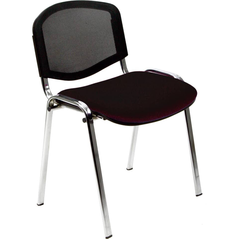 Sedia visitatore a 4 gambe Unisit Dado D5CN schienale in rete - rivestimento Eco nero - conf. 2 pezzi - D5CN/2/EN