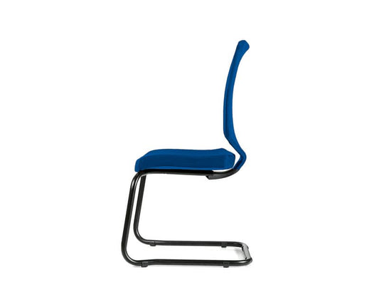 Sedia visitatore semidirezionale Unisit Newair NWNS su slitta - schienale rete nero - rivest. fili luce blu - NWNS/F11