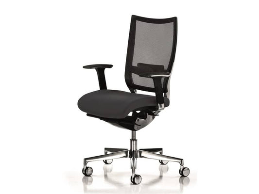 Sedia semidirezionale girevole Unisit Concept COT - schienale in rete - rivestimento similpelle grigio - COT/KG
