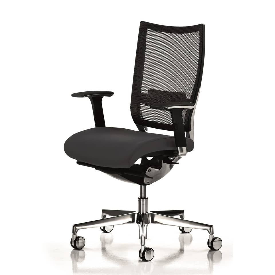Sedia semidirezionale girevole Unisit Concept COT - schienale in rete - rivestimento similpelle grigio - COT/KG