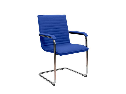 Sedia visitatore su slitta Unisit Cyndy CNS - rivestimento ignifugo blu - con braccioli - CNS/IB