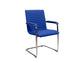 Sedia visitatore su slitta Unisit Cyndy CNS - rivestimento ignifugo blu - con braccioli - CNS/IB