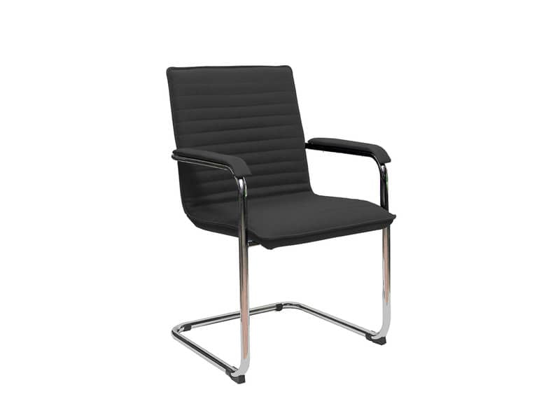 Sedia visitatore su slitta Unisit Cyndy CNS - rivestimento ignifugo nero - con braccioli - CNS/IN