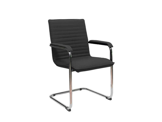 Sedia visitatore su slitta Unisit Cyndy CNS - rivestimento ignifugo nero - con braccioli - CNS/IN