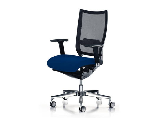Sedia semidirezionale girevole Unisit Concept COT - schienale in rete - rivestimento fili luce blu - COT/F11