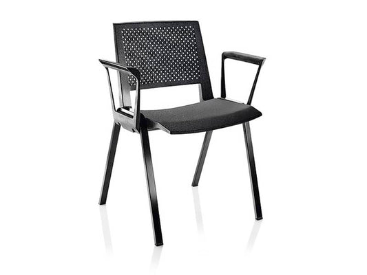 Sedia visitatore a 4 gambe Unisit Kentra KEV base nera schienale traspirante PPL nero - KEV/NE