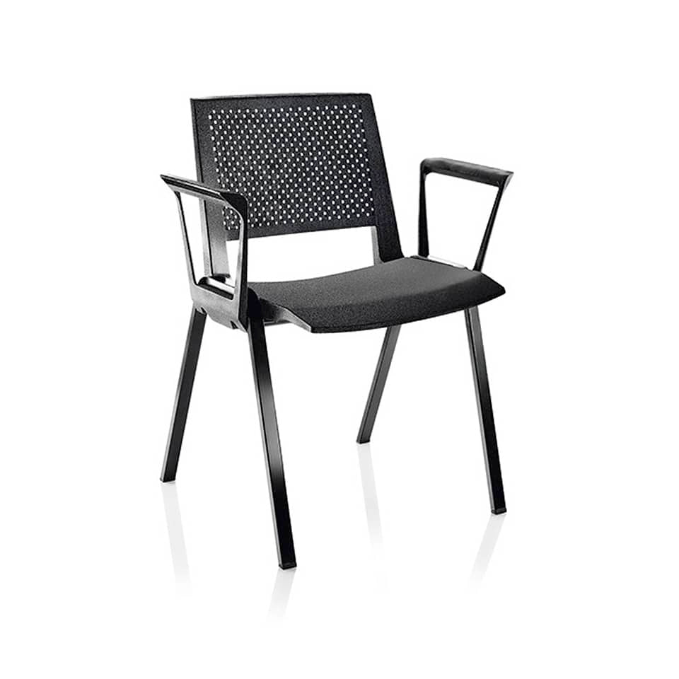 Sedia visitatore a 4 gambe Unisit Kentra KEV base nera schienale traspirante PPL nero - KEV/NE