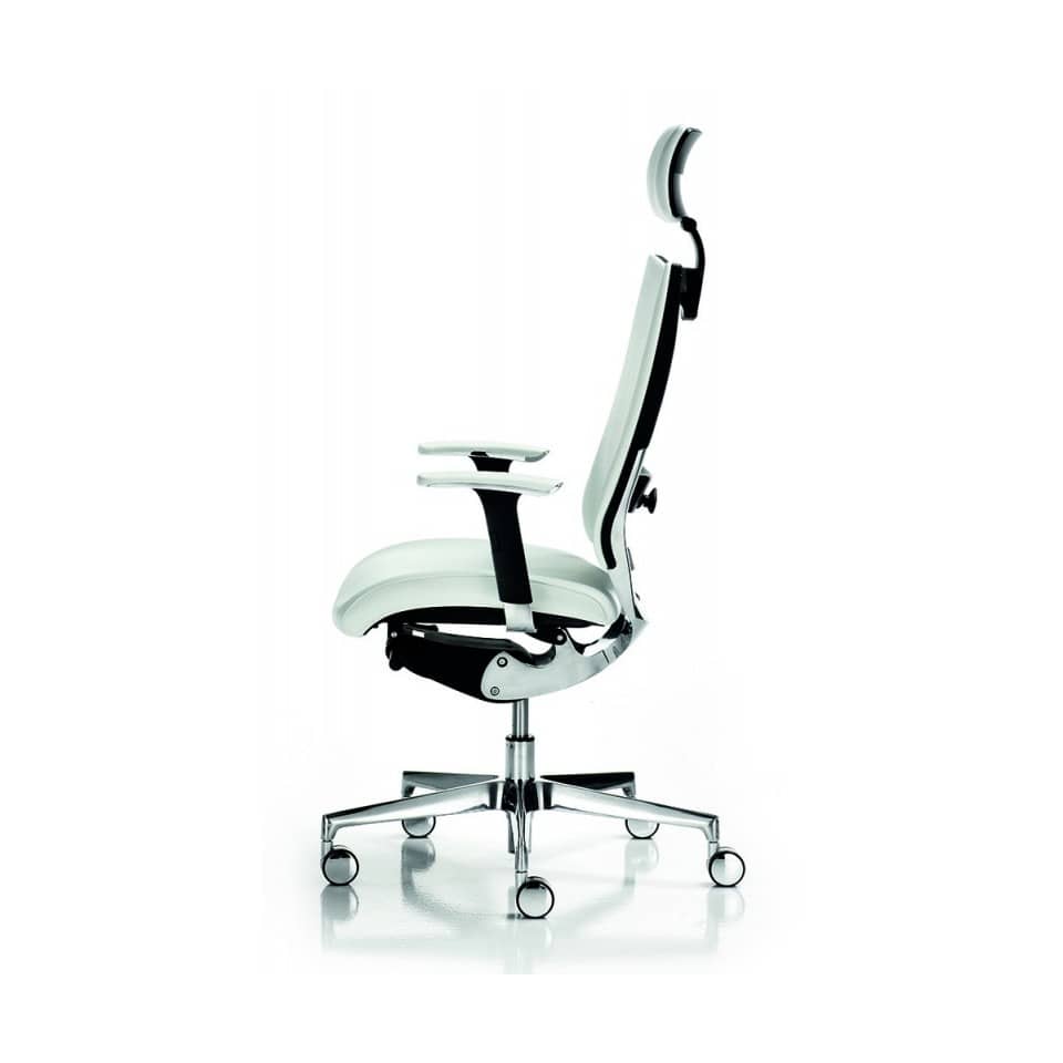 Sedia semidirezionale girevole Unisit Concept COTPG ergonomica con poggiatesta rivestimento pelle bianco - COTPG/PQ