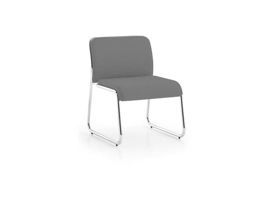 Sedia visitatore su slitta Unisit Carosello CA1 - struttura cromata - rivestimento similpelle grigio - CA1/KG