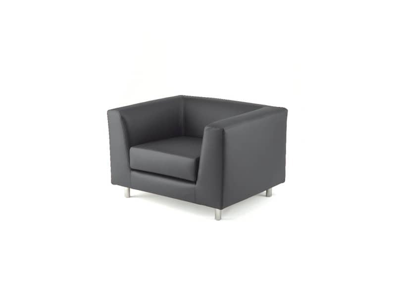 Divano attesa a 1 posto Unisit Quad QD1 schienale fisso - rivestimento tessuto similpelle grigio - QD1/KG