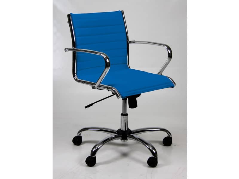 Poltrona direzionale girevole Unisit Pollux New PND schienale basso - rivest. fili di luce blu - con braccioli PND/F11