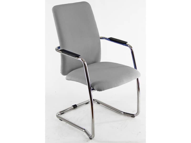 Sedia visitatore con slitta Unisit Lithium LTLTA schienale alto - rivest. pelle grigio - LTLTA/PT