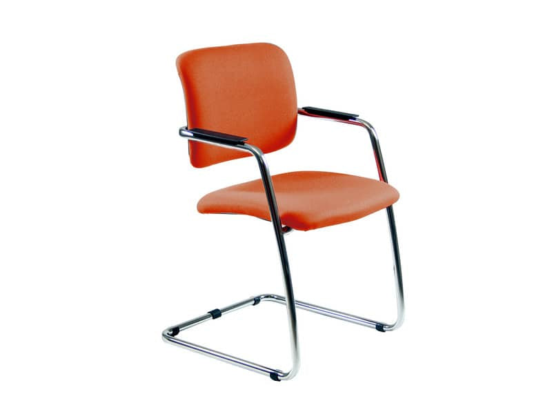 Sedia visitatore con slitta Unisit Lithium LTLT struttura cromata - rivest. Eco arancione - impilabile LTLT/EA