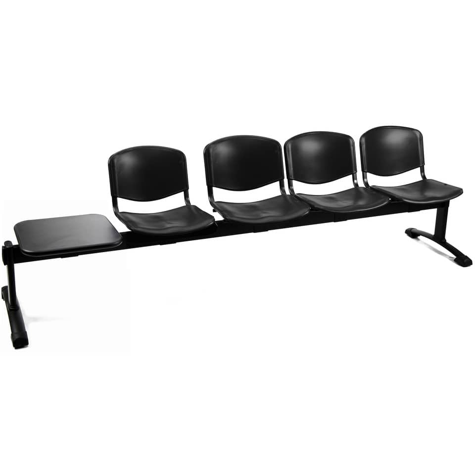 Panca 4 posti attesa Unisit Dado D54PT con tavolino - rivestimento Eco nero - D54PT/EN