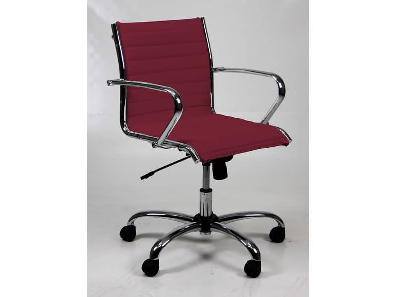 Poltrona direzionale girevole Unisit Pollux New PND schienale basso - rivest. ignifugo bordeaux - con braccioli PND/ID