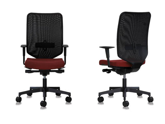 Sedia semidirezionale girevole Unisit Newair NWN - schienale rete nero - rivestimento ignifugo bordeaux - NWN/ID