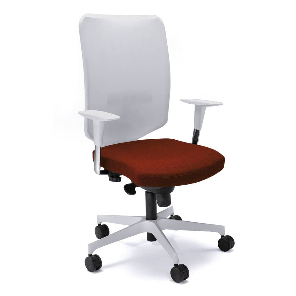 Sedia semidirezionale girevole Unisit Newair NWB - schienale rete bianco - rivestimento ignifugo bordeaux - NWB/ID