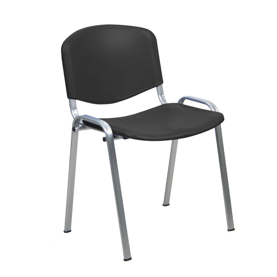 Sedia visitatore a 4 gambe Unisit Dado D5PG - struttura grigia - PPL nero - conf. 2 pezzi - D5PG/2/NE