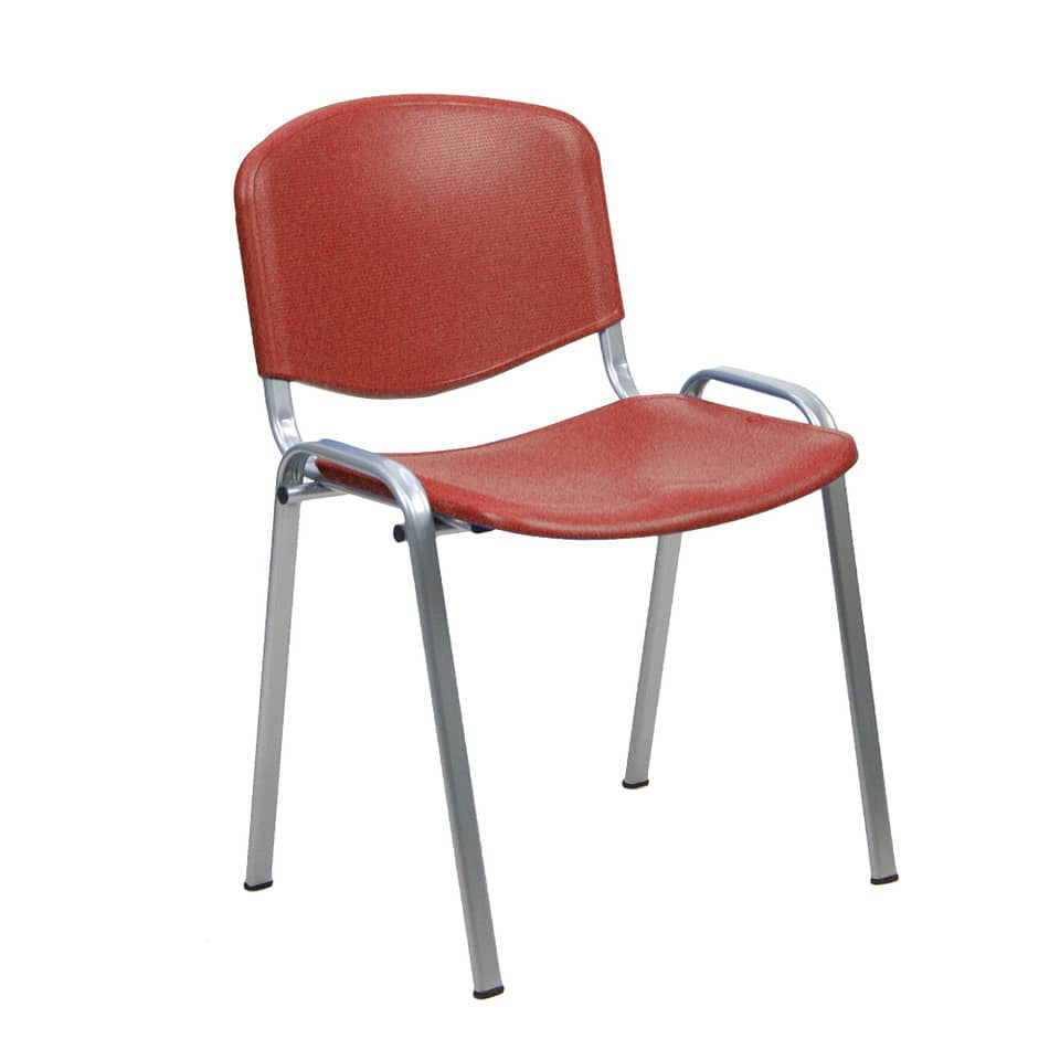 Sedia visitatore a 4 gambe Unisit Dado D5PG - struttura grigia - PPL rosso - conf. 2 pezzi- D5PG/2/RO