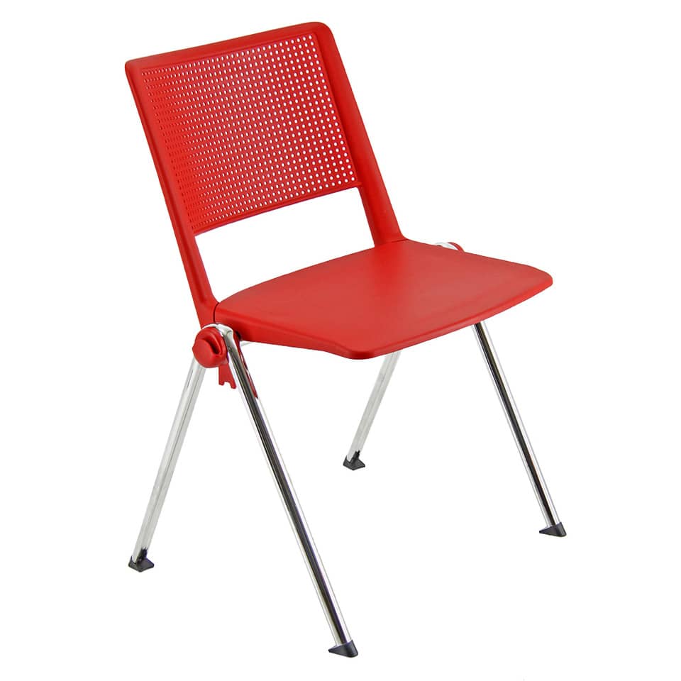 Sedia visitatore a 4 gambe Unisit Revolution RECP - schienale rigido rete PPL rosso - conf. 2 pezzi - RECP/2/RO