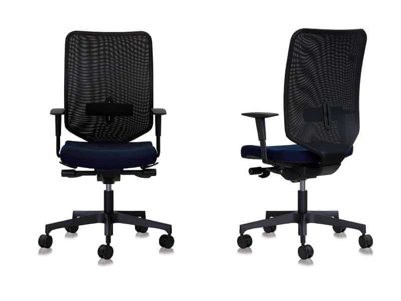 Sedia semidirezionale girevole Unisit Newair NWN - schienale rete nero - rivestimento ignifugo blu - NWN/IB