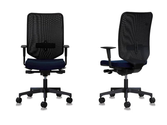 Sedia semidirezionale girevole Unisit Newair NWN - schienale rete nero - rivestimento ignifugo blu - NWN/IB