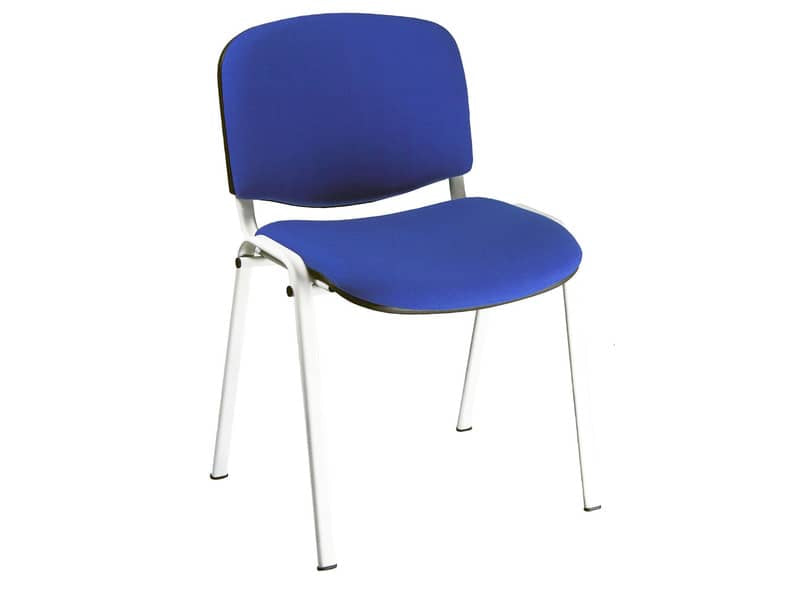 Sedia visitatore 4 gambe Unisit Dado D5B acciaio bianco - rivestimento eco blu - Conf. 2 pezzi - D5B/2/EB