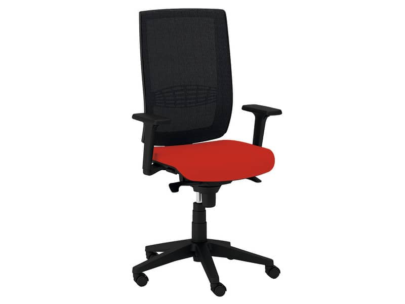 Sedia semidirezionale girevole Unisit Kind KIAN schienale in rete nero - rivestimento ignifugo rosso - KIAN/IR