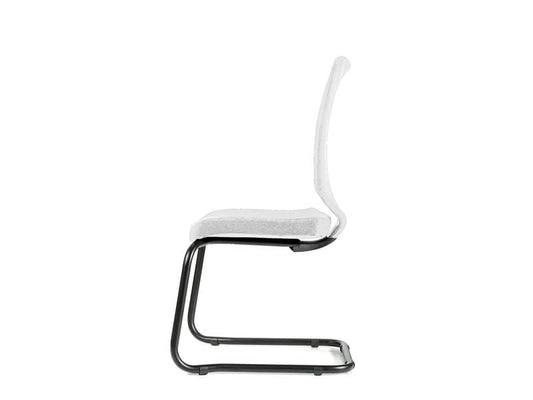 Sedia visitatore semidirezionale Unisit Newair NWNS su slitta - schienale rete nero - rivest. pelle bianco - NWNS/PQ