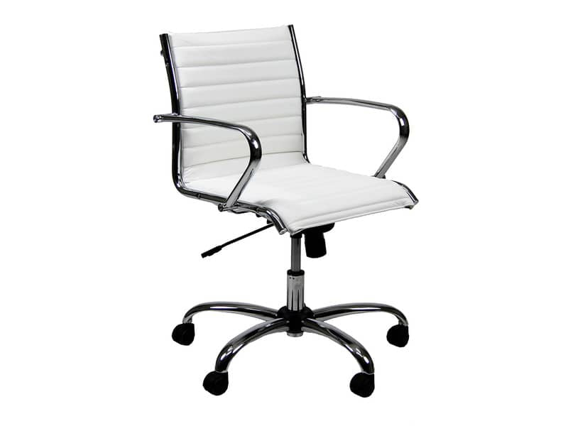 Poltrona direzionale girevole Unisit Pollux New PND schienale basso - rivest. similpelle bianco - con braccioli PND/KQ