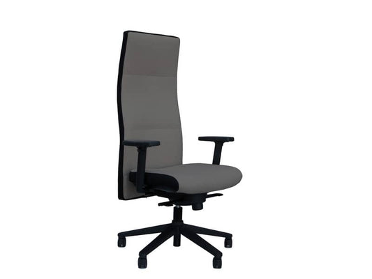 Poltrona direzionale girevole Unisit Next schienale alto regolabile - rivest. fili luce grigio con braccioli NEXT/F14