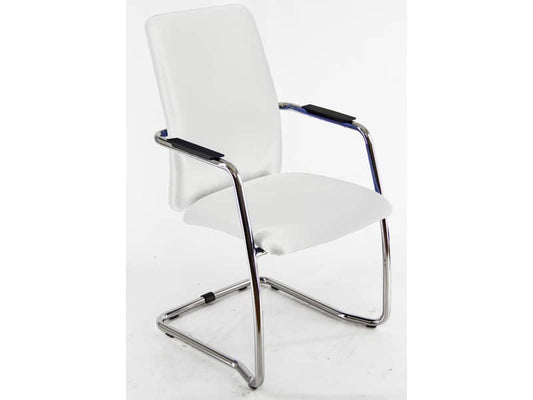 Sedia visitatore con slitta Unisit Lithium LTLTA schienale alto - rivest. similpelle bianco - LTLTA/KQ