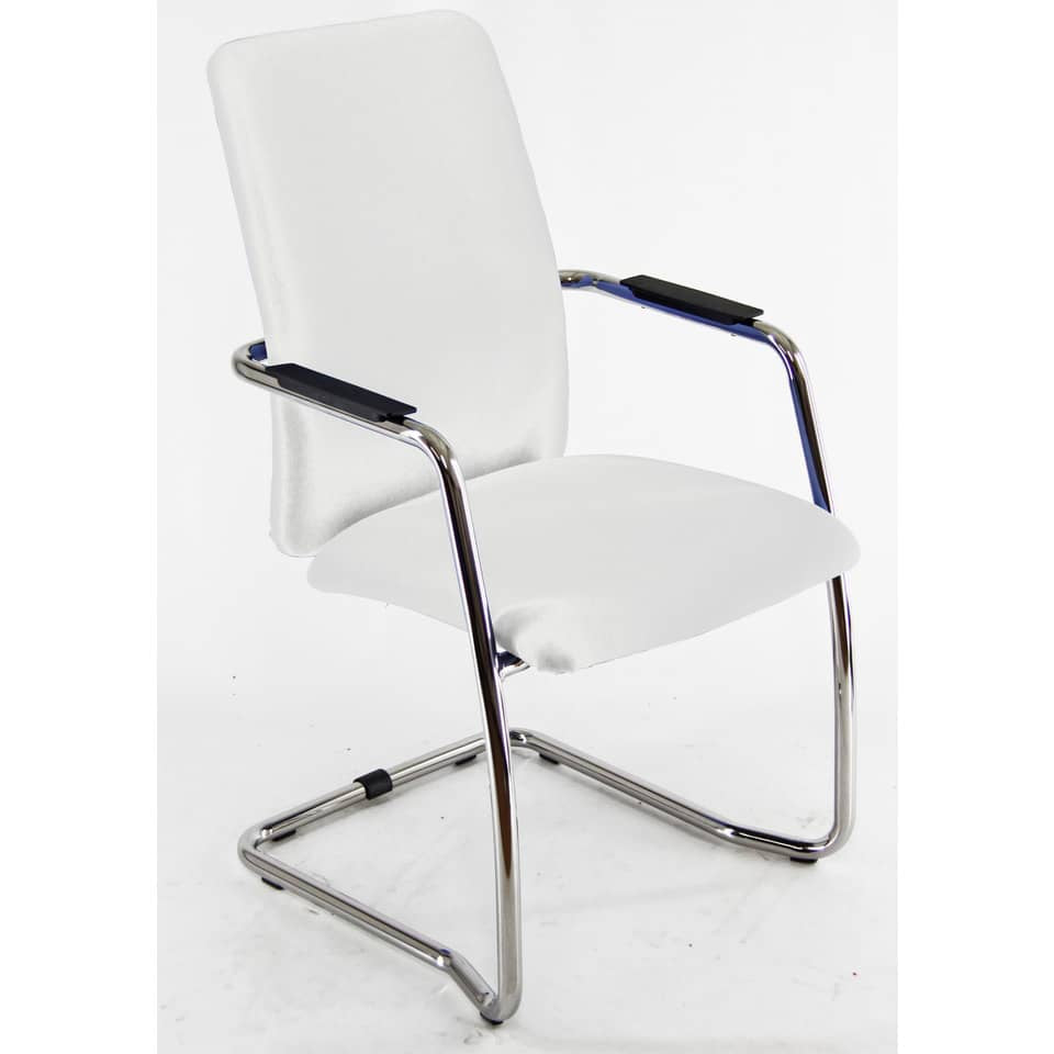Sedia visitatore con slitta Unisit Lithium LTLTA schienale alto - rivest. similpelle bianco - LTLTA/KQ