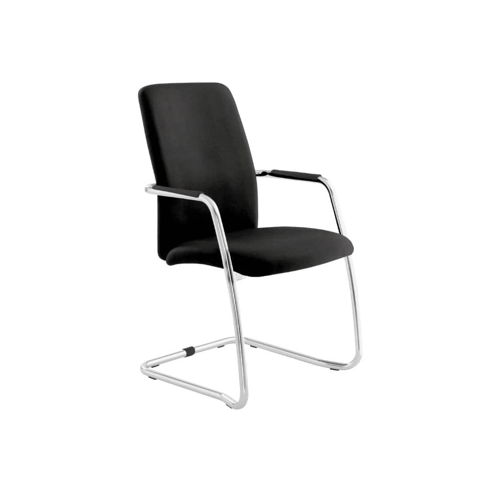 Sedia visitatore con slitta Unisit Lithium LTLTA schienale alto - rivest. pelle nero - LTLTA/PN