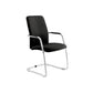 Sedia visitatore con slitta Unisit Lithium LTLTA schienale alto - rivest. pelle nero - LTLTA/PN